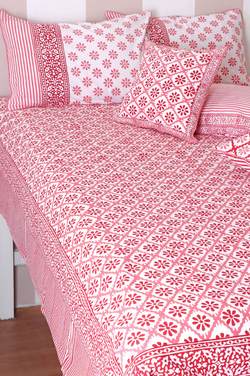 20s Cotton Cushion Cover in Block Print with Piping